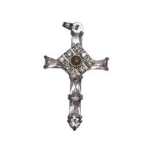 Silver Tone Women's Metal And Plastic Cross Pendant - 1.5 Inches Long
